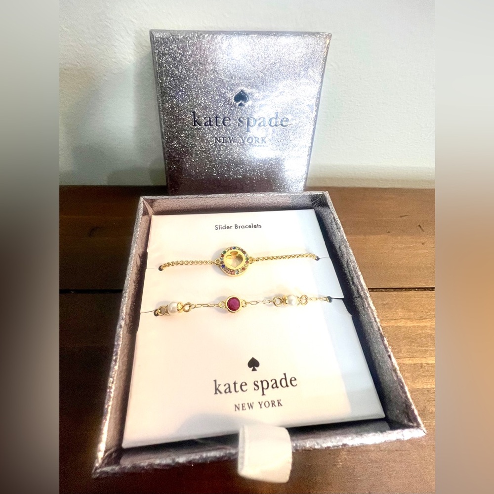 New Kate Spade Spot the Spade TWO slider bracelets boxed set